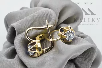 Or jaune 14 carats Zircon Des boucles d'oreilles Style vintage vec018y